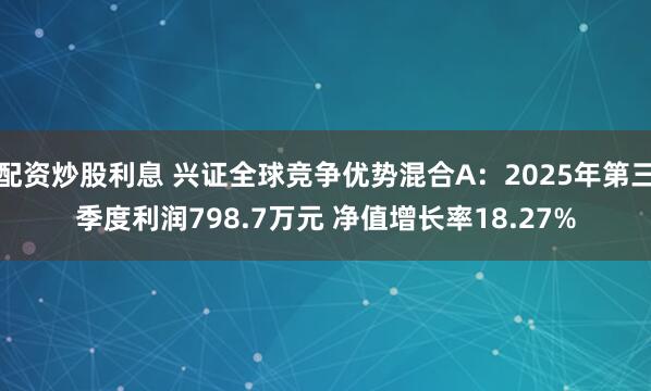 配资炒股利息 兴证全球竞争优势混合A：2025年第三季度利润798.7万元 净值增长率18.27%